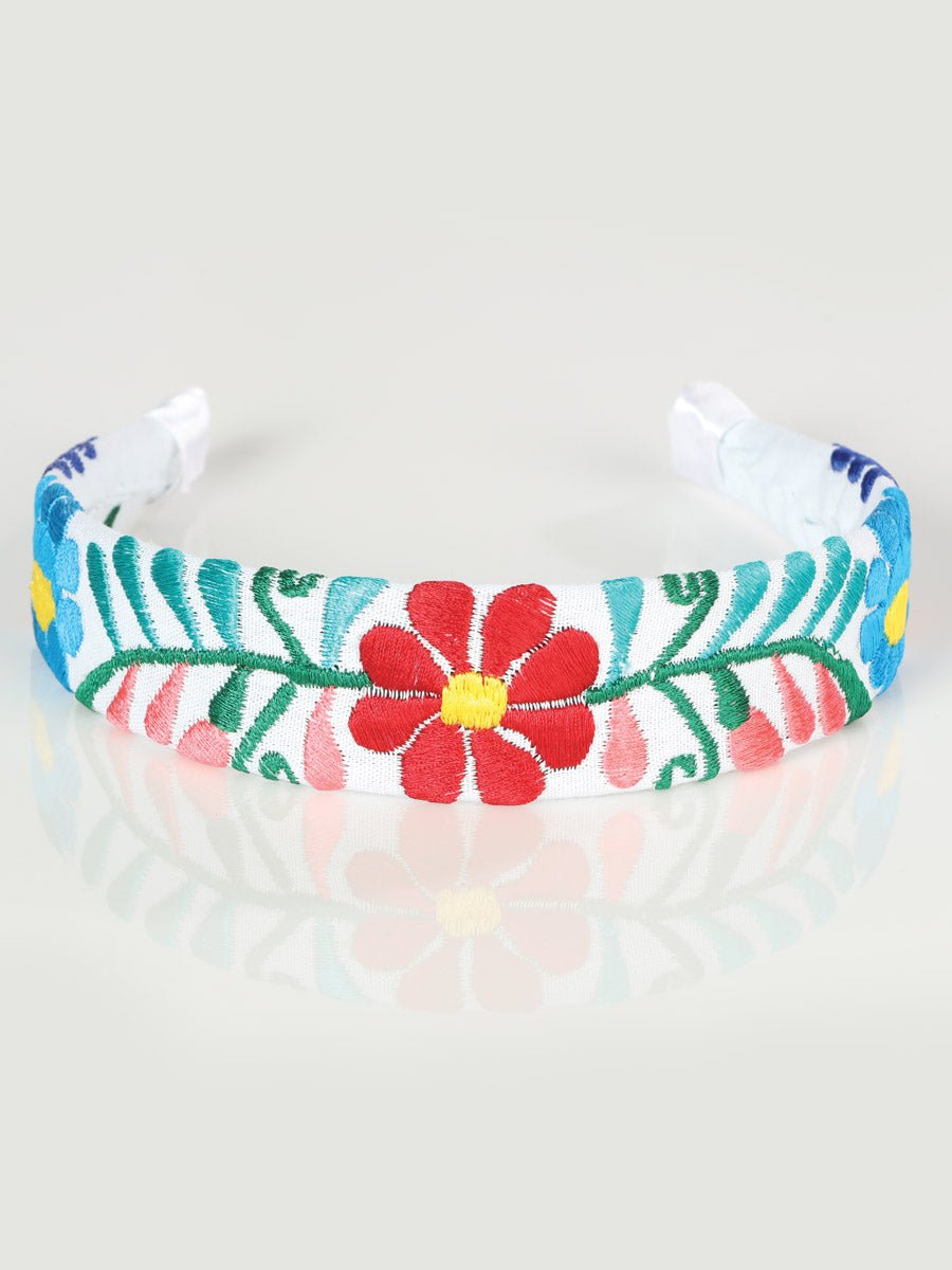 Artisanal Embroidered Headband 100% Cotton White 603107 - BELLEZA'S - Artisanal Embroidered Headband 100% Cotton White 603107 - DAMA - 60310701