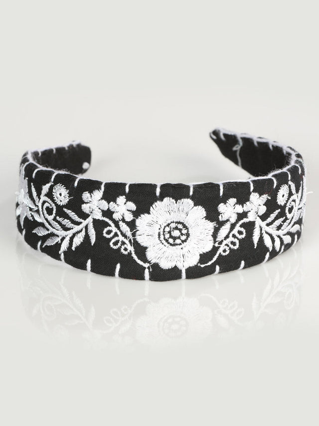 Artisanal Embroidered Headband 100% Cotton White 603119 - BELLEZA'S - Artisanal Embroidered Headband 100% Cotton White 603119 - DAMA - 60311901