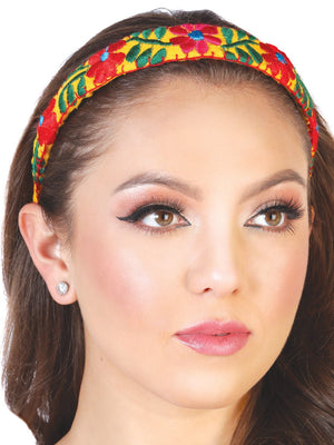 Artisanal Embroidered Headband 100% Cotton Yellow 602695 - BELLEZA'S - Artisanal Embroidered Headband 100% Cotton Yellow 602695 - DAMA - 60269501