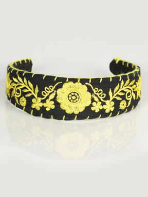 Artisanal Embroidered Headband 100% Cotton Yellow 603122 - BELLEZA'S - Artisanal Embroidered Headband 100% Cotton Yellow 603122 - DAMA - 60312201