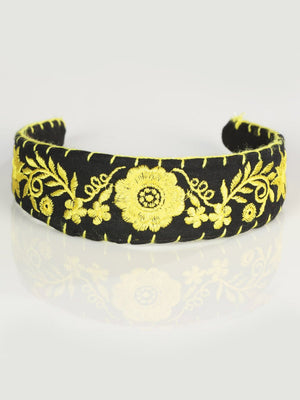 Artisanal Embroidered Headband 100% Cotton Yellow 603122 - BELLEZA'S - Artisanal Embroidered Headband 100% Cotton Yellow 603122 - DAMA - 60312201