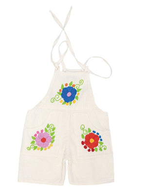 Artisanal Embroidered Overalls Short 100% Cotton Beige 603584 - BELLEZA'S - Artisanal Embroidered Overalls Short 100% Cotton Beige 603584 - NIÑA - 60358401