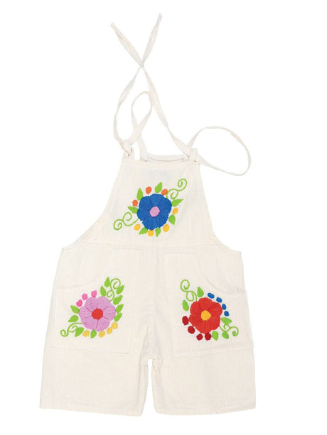 Artisanal Embroidered Overalls Short 100% Cotton Beige 603584 - BELLEZA'S - Artisanal Embroidered Overalls Short 100% Cotton Beige 603584 - NIÑA - 60358401