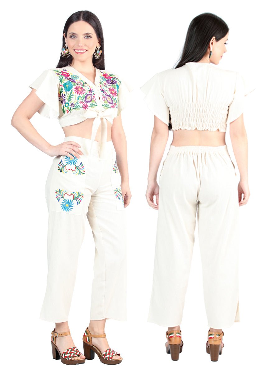 Artisanal Embroidered Set 100% Cotton Beige 603997 - BELLEZA'S - Artisanal Embroidered Set 100% Cotton Beige 603997 - DAMA - 60399701