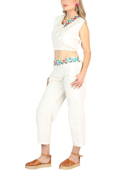 Artisanal Embroidered Set 100% Cotton Beige 604049 - BELLEZA'S - Artisanal Embroidered Set 100% Cotton Beige 604049 - DAMA - 60404901