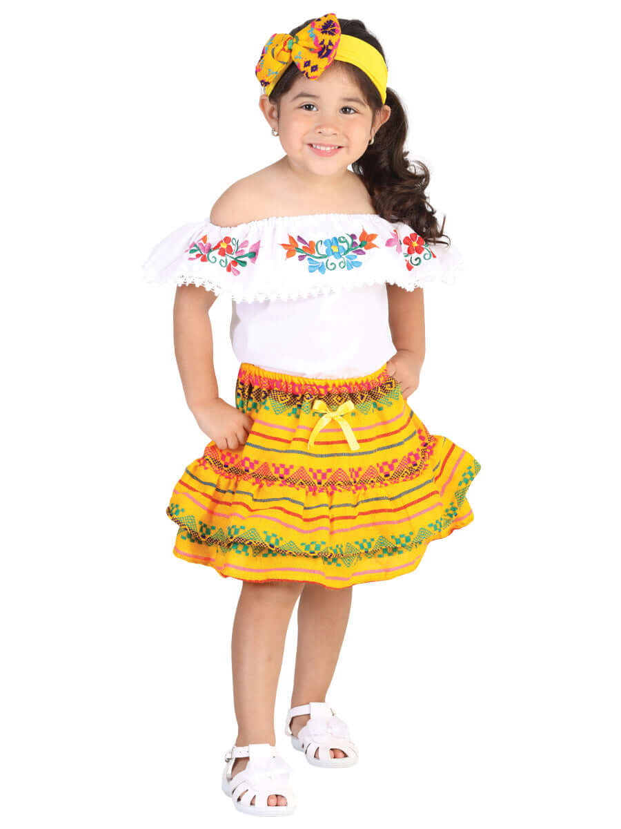 Artisanal Embroidered Set 100% Cotton Yellow 602101 - BELLEZA'S - Artisanal Embroidered Set 100% Cotton Yellow 602101 - NIÑA - 60210101