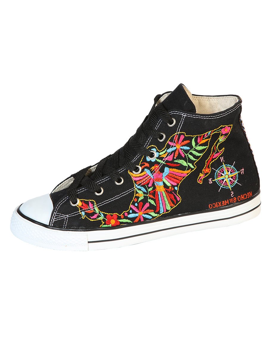 Artisanal Embroidered Sneakers Textile Canvas Black 602780 - BELLEZA'S - Artisanal Embroidered Sneakers Textile Canvas Black 602780 - DAMA - 60278001