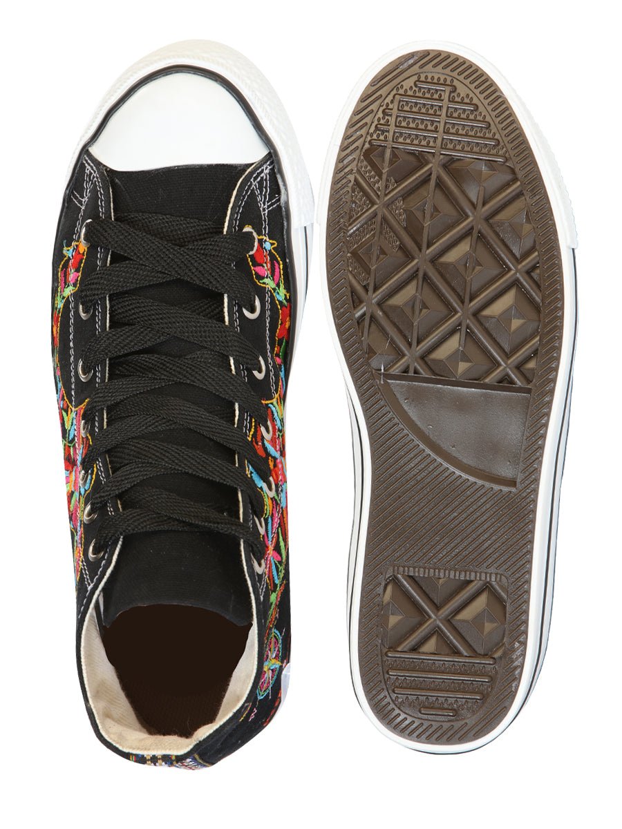 Artisanal Embroidered Sneakers Textile Canvas Black 602780 - BELLEZA'S - Artisanal Embroidered Sneakers Textile Canvas Black 602780 - DAMA - 60278001