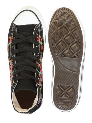Artisanal Embroidered Sneakers Textile Canvas Black 602780 - BELLEZA'S - Artisanal Embroidered Sneakers Textile Canvas Black 602780 - DAMA - 60278001