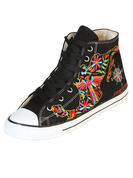 Artisanal Embroidered Sneakers Textile Canvas Black 602780 - BELLEZA'S - Artisanal Embroidered Sneakers Textile Canvas Black 602780 - DAMA - 60278001