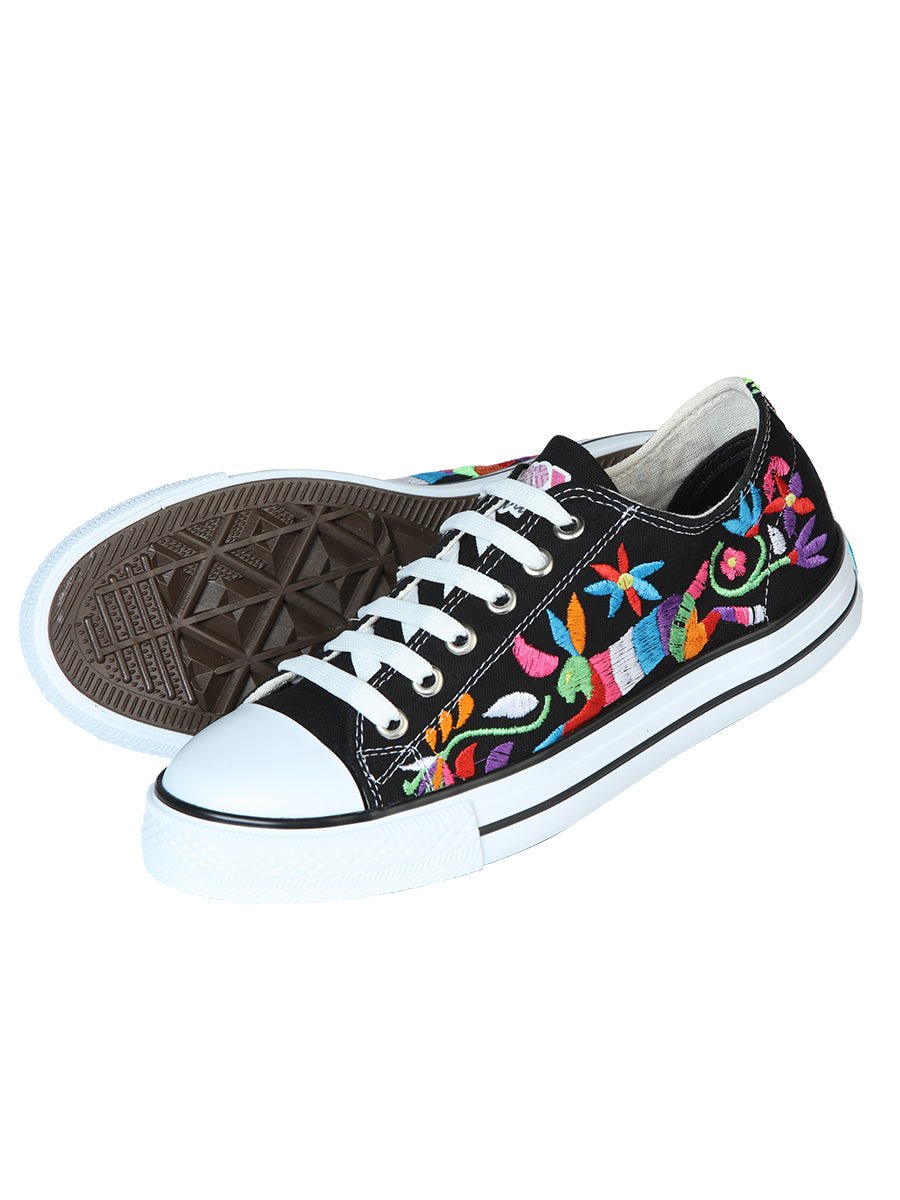 Artisanal Embroidered Sneakers Textile Canvas Black 602783 - BELLEZA'S - Artisanal Embroidered Sneakers Textile Canvas Black 602783 - DAMA - 60278301