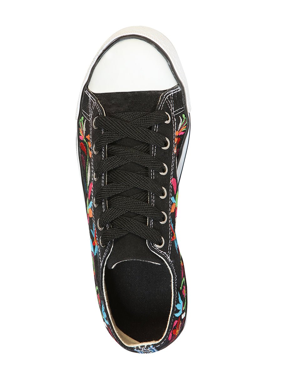 Artisanal Embroidered Sneakers Textile Canvas Black 602783 - BELLEZA'S - Artisanal Embroidered Sneakers Textile Canvas Black 602783 - DAMA - 60278301
