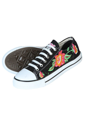 Artisanal Embroidered Sneakers Textile Canvas Black 602784 - BELLEZA'S - Artisanal Embroidered Sneakers Textile Canvas Black 602784 - DAMA - 60278401
