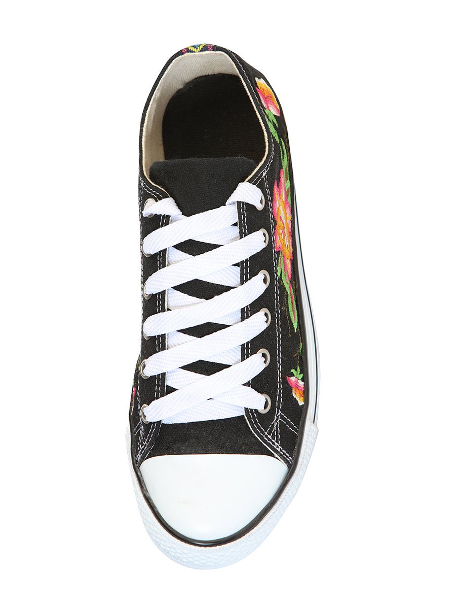 Artisanal Embroidered Sneakers Textile Canvas Black 602784 - BELLEZA'S - Artisanal Embroidered Sneakers Textile Canvas Black 602784 - DAMA - 60278401