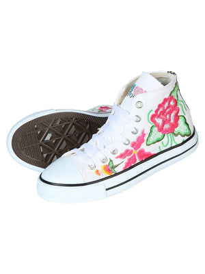 Artisanal Embroidered Sneakers Textile Canvas White 602781 - BELLEZA'S - Artisanal Embroidered Sneakers Textile Canvas White 602781 - DAMA - 60278101