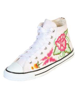 Artisanal Embroidered Sneakers Textile Canvas White 602781 - BELLEZA'S - Artisanal Embroidered Sneakers Textile Canvas White 602781 - DAMA - 60278101
