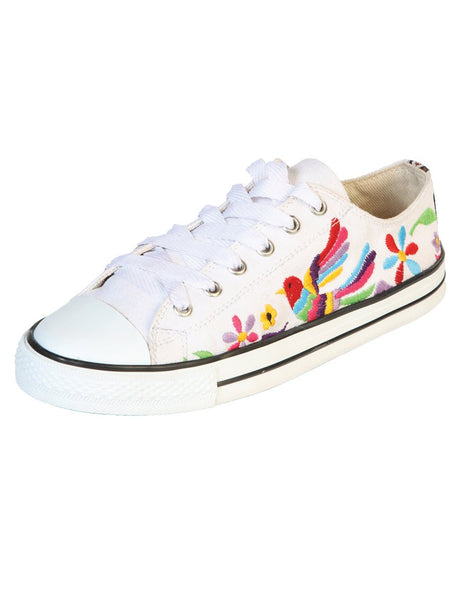 Artisanal Embroidered Sneakers Textile Canvas White 602782 - BELLEZA'S - Artisanal Embroidered Sneakers Textile Canvas White 602782 - DAMA - 60278201