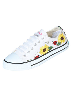Artisanal Embroidered Sneakers Textile Canvas White 602786 - BELLEZA'S - Artisanal Embroidered Sneakers Textile Canvas White 602786 - DAMA - 60278601