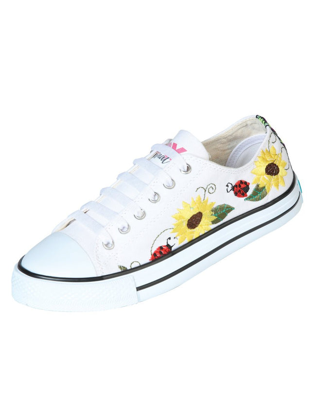 Artisanal Embroidered Sneakers Textile Canvas White 602786 - BELLEZA'S - Artisanal Embroidered Sneakers Textile Canvas White 602786 - DAMA - 60278601