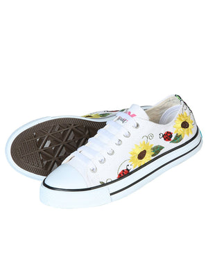 Artisanal Embroidered Sneakers Textile Canvas White 602786 - BELLEZA'S - Artisanal Embroidered Sneakers Textile Canvas White 602786 - DAMA - 60278601