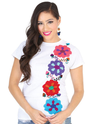 Artisanal Embroidered Sport T-Shirt 50% Cotton 50% Polyester White 601987 - BELLEZA'S - Artisanal Embroidered Sport T-Shirt 50% Cotton 50% Polyester White 601987 - DAMA - 60198701