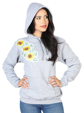 Artisanal Embroidered Sweatshirt 100% Cotton Gray 602825 - BELLEZA'S - Artisanal Embroidered Sweatshirt 100% Cotton Gray 602825 - WOMEN - 60282501
