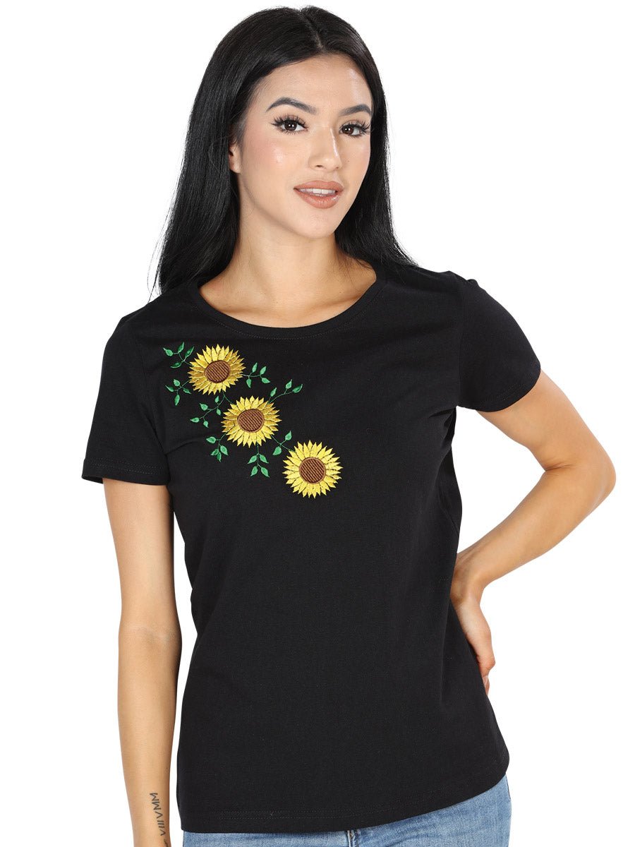 Artisanal Embroidered T Shirt Black 602744 - BELLEZA'S - Artisanal Embroidered T Shirt Black 602744 - DAMA - 60274401