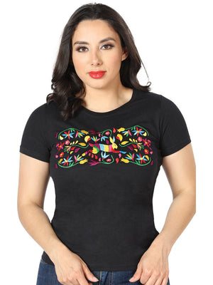 Artisanal Embroidered T Shirt Black 602761 - BELLEZA'S - Artisanal Embroidered T Shirt Black 602761 - DAMA - 60276101