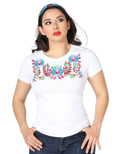 Artisanal Embroidered T Shirt White 602757 - BELLEZA'S - Artisanal Embroidered T Shirt White 602757 - DAMA - 60275701