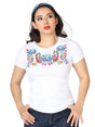 Artisanal Embroidered T Shirt White 602757 - BELLEZA'S - Artisanal Embroidered T Shirt White 602757 - DAMA - 60275701