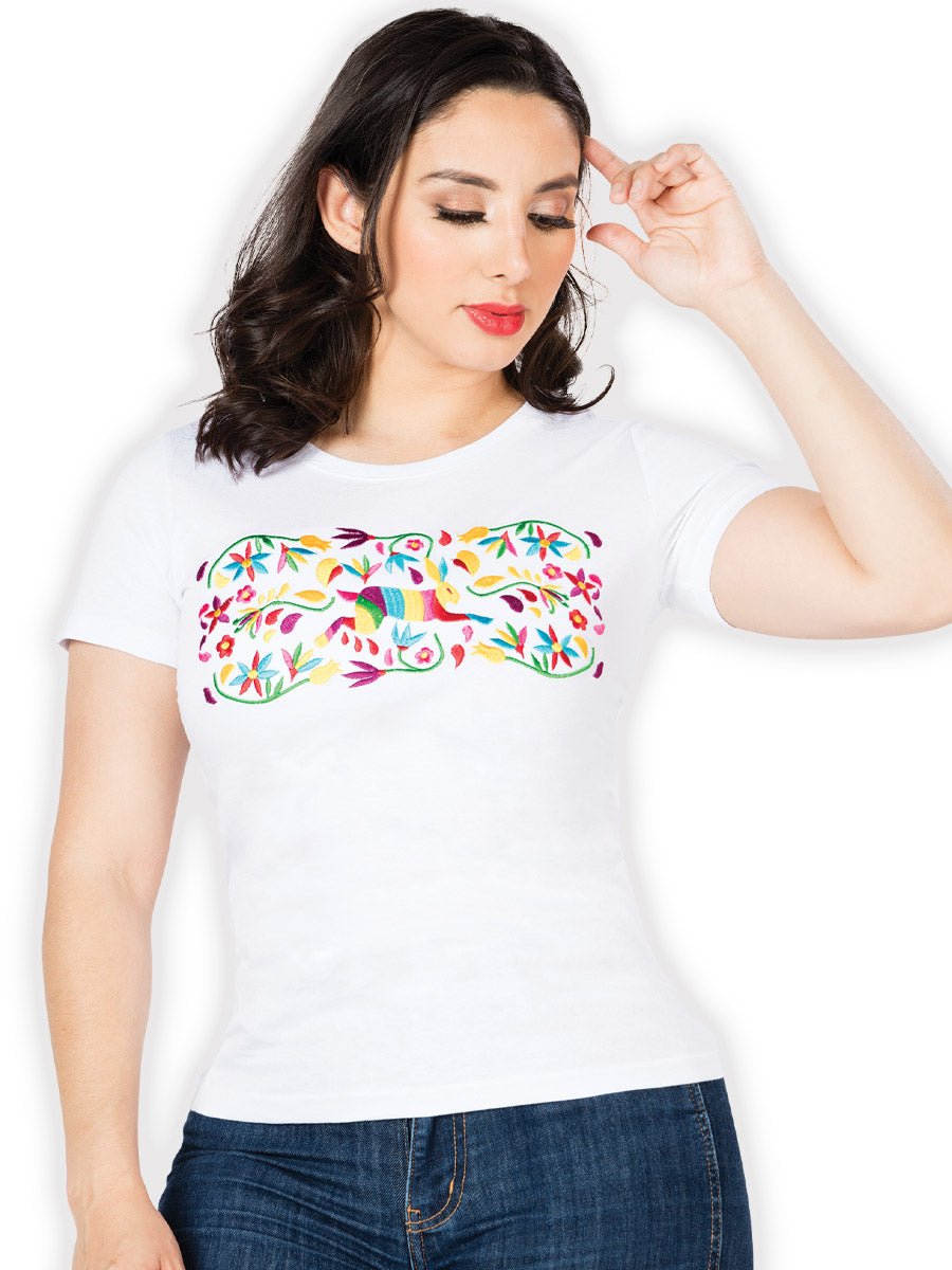 Artisanal Embroidered T Shirt White 602760 - BELLEZA'S - Artisanal Embroidered T Shirt White 602760 - DAMA - 60276001