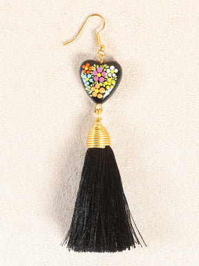 Artisanal Hand Painted Earrings Black 602165 - BELLEZA'S - Artisanal Hand Painted Earrings Black 602165 - DAMA - 60216501
