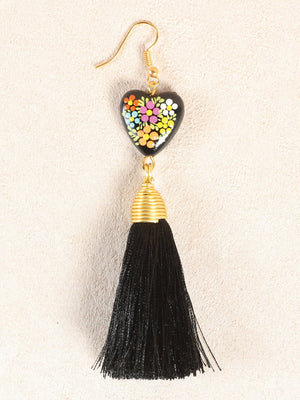 Artisanal Hand Painted Earrings Black 602165 - BELLEZA'S - Artisanal Hand Painted Earrings Black 602165 - DAMA - 60216501
