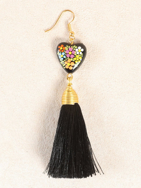 Artisanal Hand Painted Earrings Black 602165 - BELLEZA'S - Artisanal Hand Painted Earrings Black 602165 - DAMA - 60216501