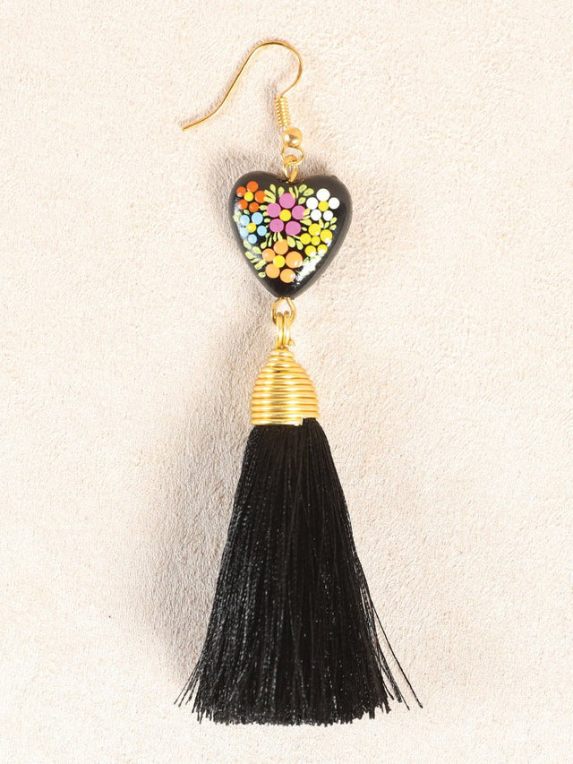 Artisanal Hand Painted Earrings Black 602165 - BELLEZA'S - Artisanal Hand Painted Earrings Black 602165 - DAMA - 60216501