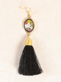 Artisanal Hand Painted Earrings Black 602168 - BELLEZA'S - Artisanal Hand Painted Earrings Black 602168 - DAMA - 60216801