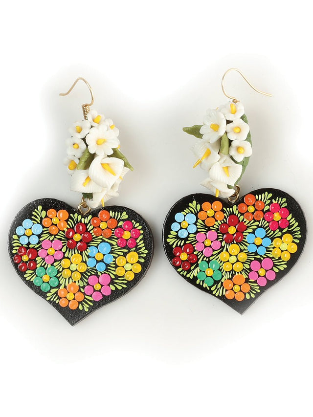 Artisanal Hand Painted Earrings Multicolor 603108 - BELLEZA'S - Artisanal Hand Painted Earrings Multicolor 603108 - Women's Earrings - 60310801