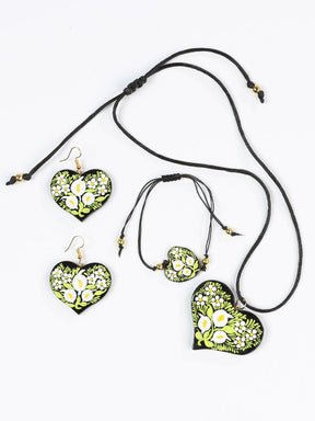 Artisanal Hand Painted Earrings, Necklace, Bracelet Set 602994 - BELLEZA'S - Artisanal Hand Painted Earrings, Necklace, Bracelet Set 602994 - DAMA - 60299401