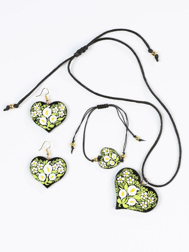 Artisanal Hand Painted Earrings, Necklace, Bracelet Set 602994 - BELLEZA'S - Artisanal Hand Painted Earrings, Necklace, Bracelet Set 602994 - DAMA - 60299401