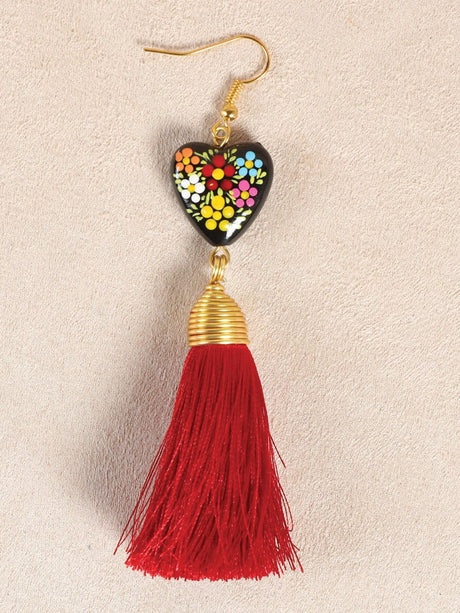 Artisanal Hand Painted Earrings Red 602162 - BELLEZA'S - Artisanal Hand Painted Earrings Red 602162 - DAMA - 60216201