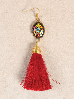Artisanal Hand Painted Earrings Red 602170 - BELLEZA'S - Artisanal Hand Painted Earrings Red 602170 - DAMA - 60217001