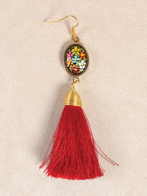 Artisanal Hand Painted Earrings Red 602170 - BELLEZA'S - Artisanal Hand Painted Earrings Red 602170 - DAMA - 60217001