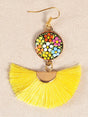 Artisanal Hand Painted Earrings Wood - Silk Thread Yellow 602174 - BELLEZA'S - Artisanal Hand Painted Earrings Wood - Silk Thread Yellow 602174 - DAMA - 60217401