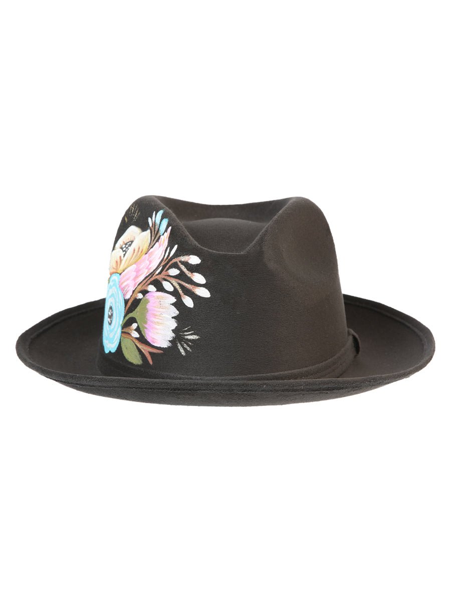 Artisanal Hand Painted Hat Suede Black 603820 - BELLEZA'S - Artisanal Hand Painted Hat Suede Black 603820 - DAMA - 60382001