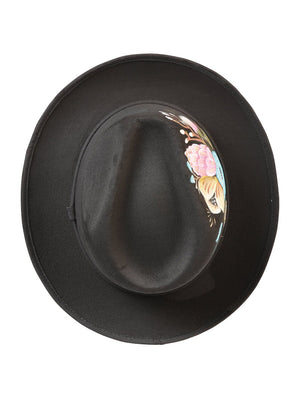 Artisanal Hand Painted Hat Suede Black 603820 - BELLEZA'S - Artisanal Hand Painted Hat Suede Black 603820 - DAMA - 60382001