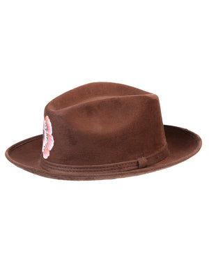 Artisanal Hand Painted Hat Suede Brown 603822 - BELLEZA'S - Artisanal Hand Painted Hat Suede Brown 603822 - DAMA - 60382201