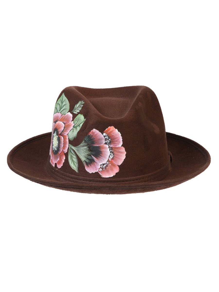 Artisanal Hand Painted Hat Suede Brown 603822 - BELLEZA'S - Artisanal Hand Painted Hat Suede Brown 603822 - DAMA - 60382201