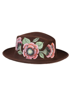 Artisanal Hand Painted Hat Suede Brown 603822 - BELLEZA'S - Artisanal Hand Painted Hat Suede Brown 603822 - DAMA - 60382201