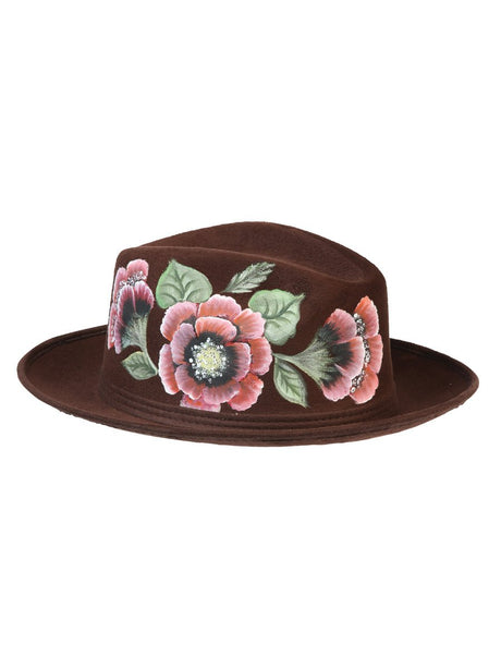 Artisanal Hand Painted Hat Suede Brown 603822 - BELLEZA'S - Artisanal Hand Painted Hat Suede Brown 603822 - DAMA - 60382201