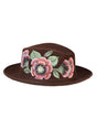 Artisanal Hand Painted Hat Suede Brown 603822 - BELLEZA'S - Artisanal Hand Painted Hat Suede Brown 603822 - DAMA - 60382201